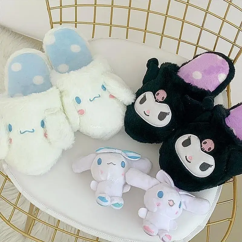 

Sanrio HelloKitty Melody Kuromi Kawaii Plush Toys Slipper Home Dormitory Slippers warm in winter Cartoon Anime Christmas Gifts