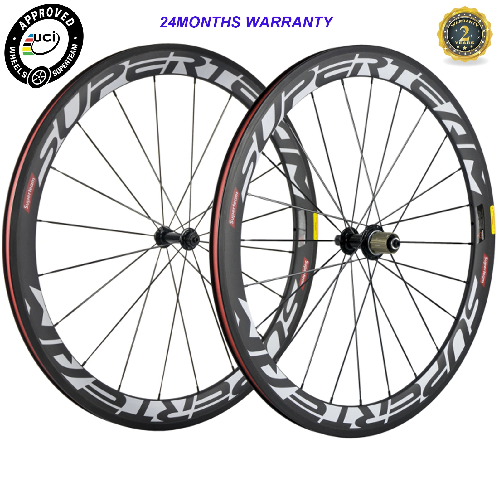 

Superteam full carbon 50mm wheelset road bike wheels 23mm width 700C clincher wheels ship from USA warehouse