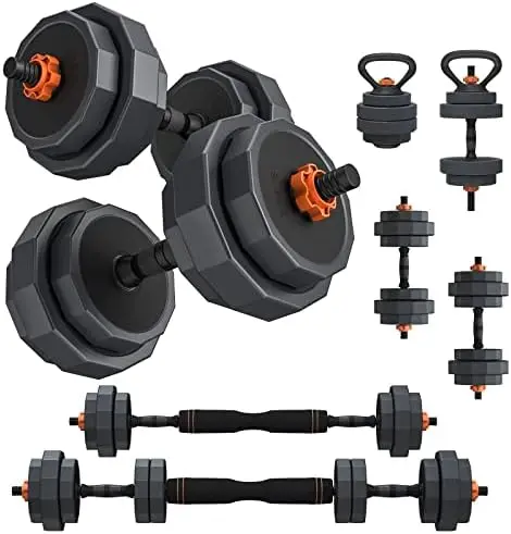 

Weight Dumbbell Set, 44LB/66LB Free Weights with 4 Modes, Used as Barbell, Kettlebell with Star Collars,Weight Set for Home Gym,