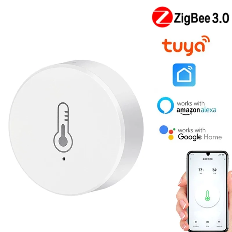 

Умный беспроводной термометр Tuya Zigbee3.0, термометр с ЖК-дисплеем и функцией измерения температуры и влажности, работает с Alexa Google