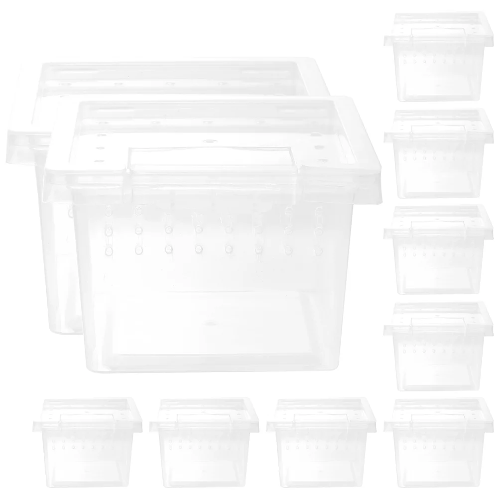 

10Pcs Insect Feeding Box Small Reptile Breeding Box Reptile Terrariums Transparent Reptiles Habitat