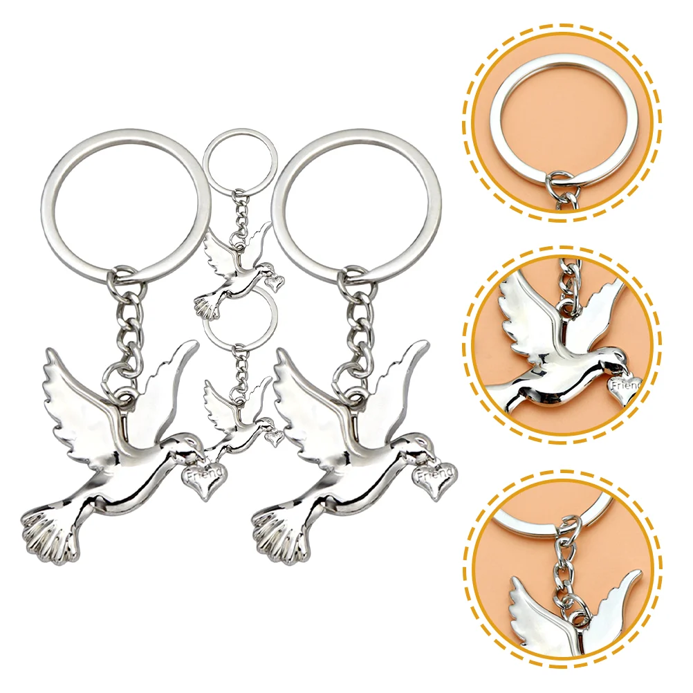 

4 Pcs Backpack Keychain Dove Decorative Bird Handbag Purse Jewelry Holder Ring Charm Keychains Peace