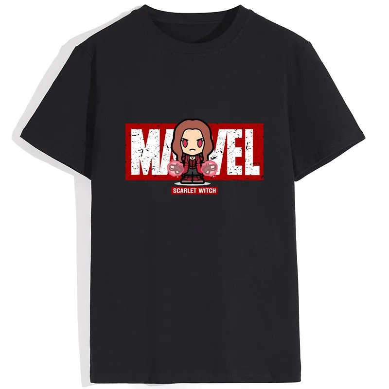 

Футболка с героями мультфильмов Marvel, футболка с аниме, Алая ведьма, Дэдпул, Халк, Веном, Звездный лорд, Черная пантера, футболки с коротким ру...