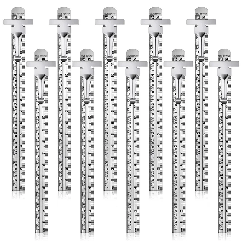 

6Inch 15Cm Pocket Ruler Stainless Steel Ruler Detachable Clip Steel Pocket Clip Scale Gauge Ruler Metric British System