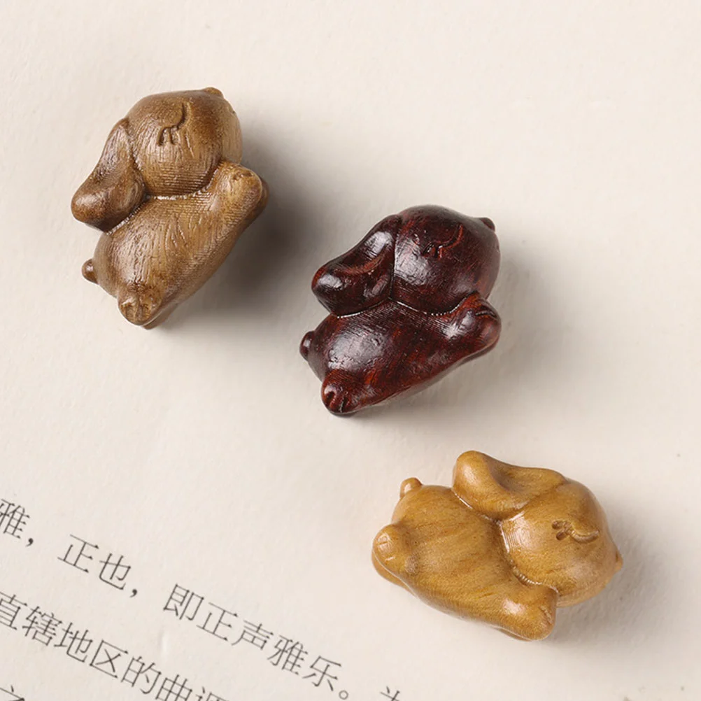 2 шт. китайские украшения мини кролик резьба по дереву винтажная деревянная