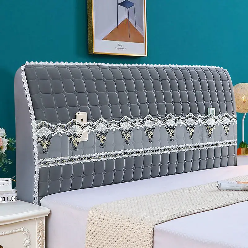 

All-Inclusive Thickening Velvet Headboard Cover Soft Coral Fleece Quilted Headboard Cover Solid Color Bed Back Cover
