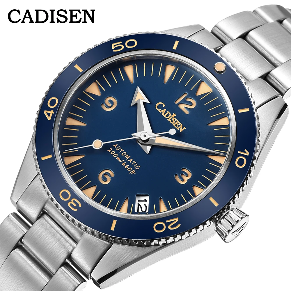 

Мужские часы CADISEN C8208, модель 20 бар, Мужские автоматические часы NH35A, механические наручные часы с сапфировым стеклом 38 мм, светящиеся часы C3