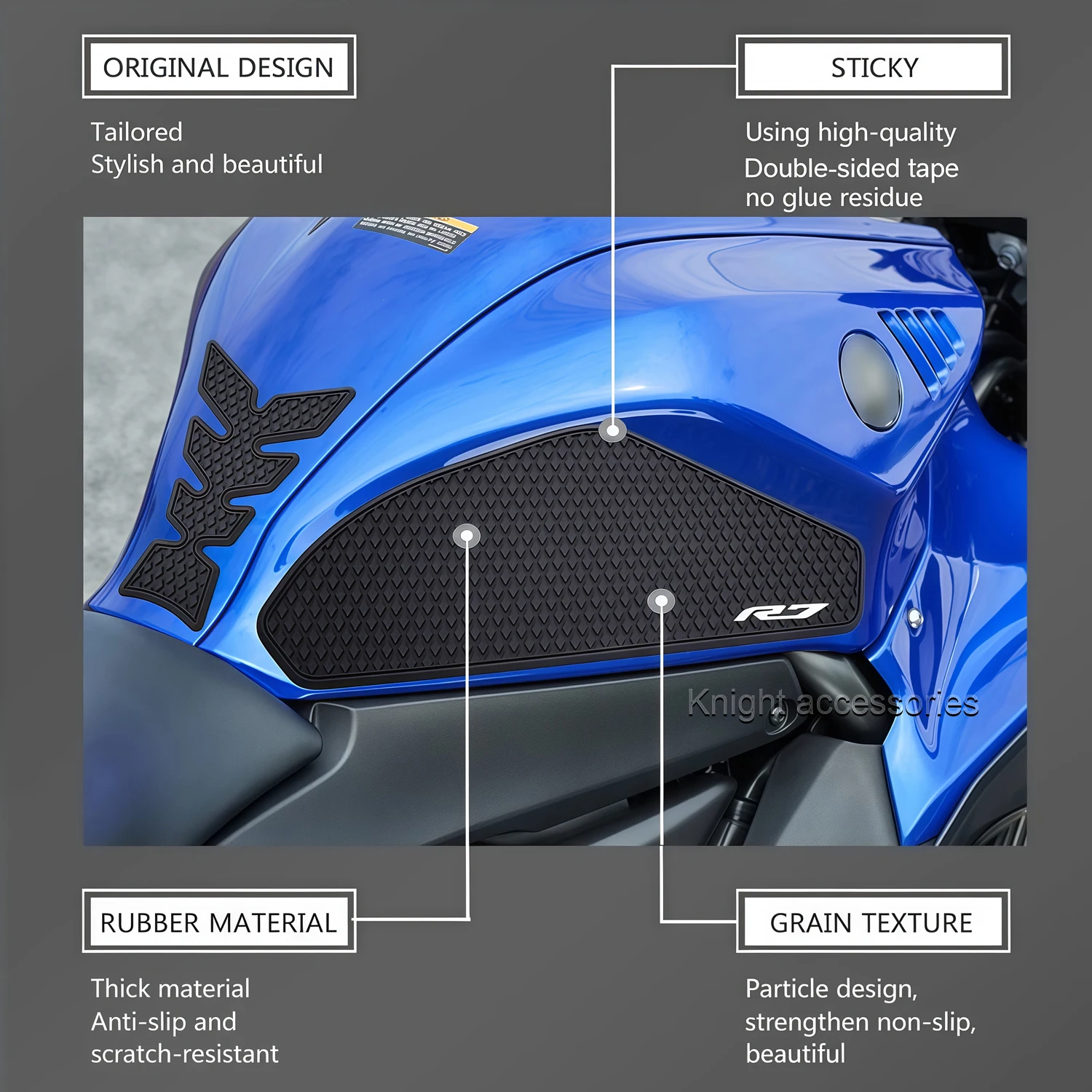 Фото Мотоцикл для R7 YZF R7 YZFR7 2021-2025 Боковая накладка на топливный бак Накладки на бак Защитные наклейки Наклейка Газовая наколенница Тяговая накладка на бак R7 №2