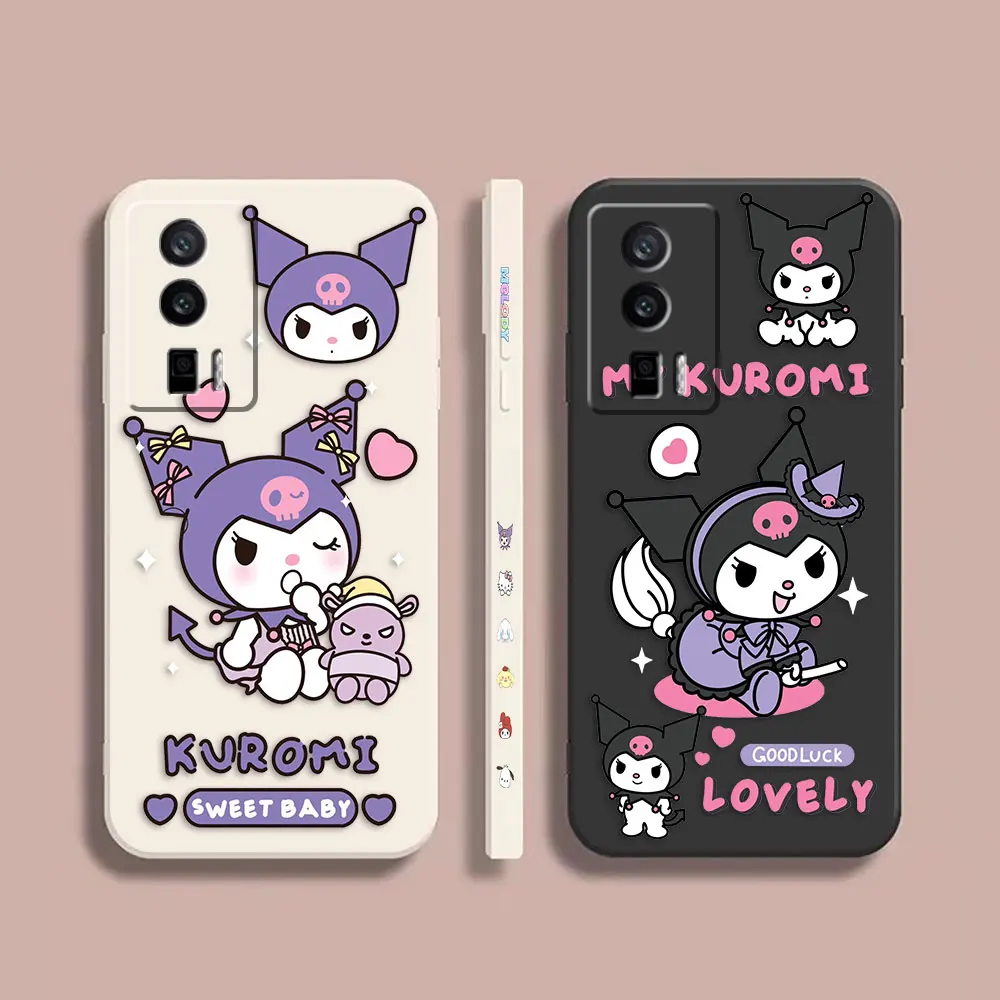 

Case For Redmi K60E K50 K40S K40 K30 K20 10C 9 8A 8 10 Pro 4G 5G Colour Simple Liquid silicone Case Cartoon kuromi Cat