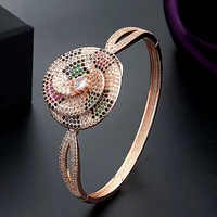 zlxgirl 2022 new womens colorful cubic zircon crystal coper bangle and bracelet fashion women couple party bracelet gifts