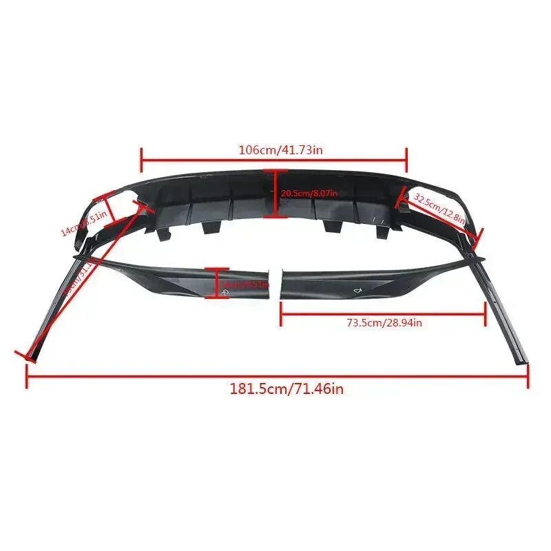 Yofer V2 Диффузор заднего бампера Splitter Lip + угловой фартук с прокладками для 2018-2022 10th