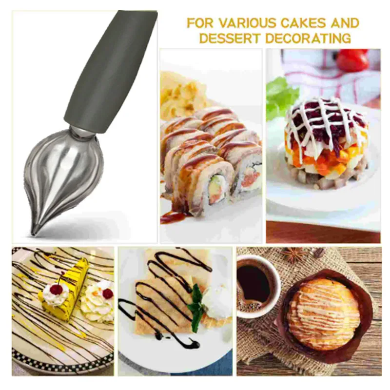 1/2pcs Piping Spoon Cake Cakes Culinary Spoons Dessert DIY Coffee Chocolates Drawing Chef Pencils Saucier Drizzle Set Draw Tool