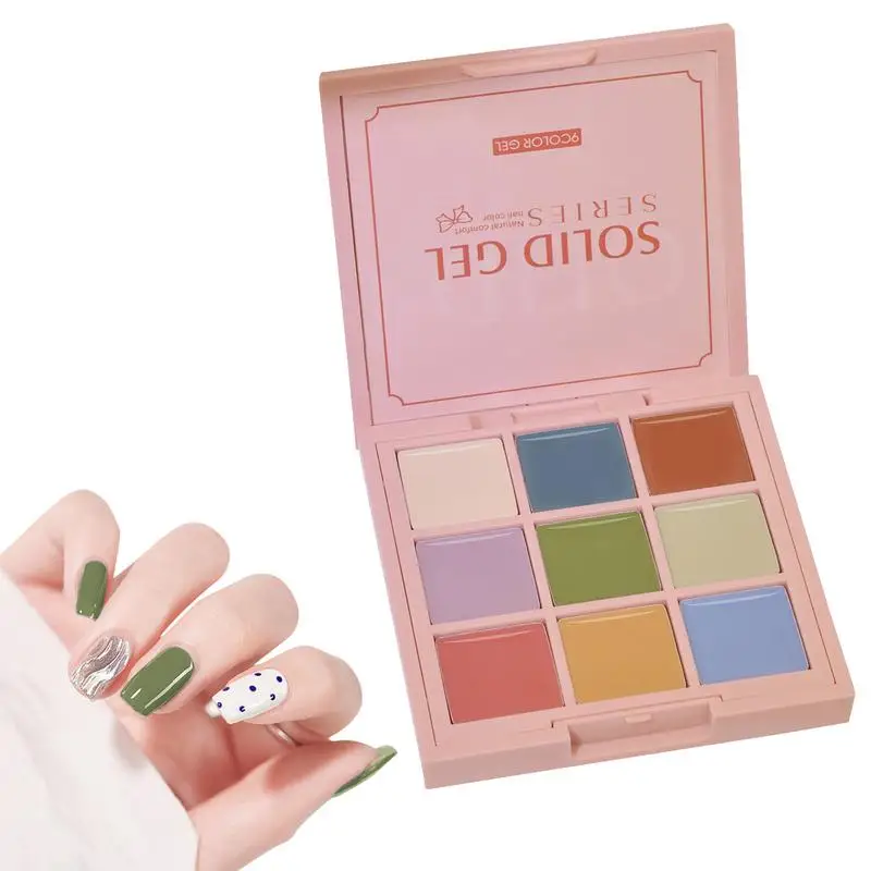 

Solid Canned Nail Gel Palette Kit With Brush For Drawing Nail Art Design Salon Semi-Permanent UV Gel Varnishes 9 Colors Set