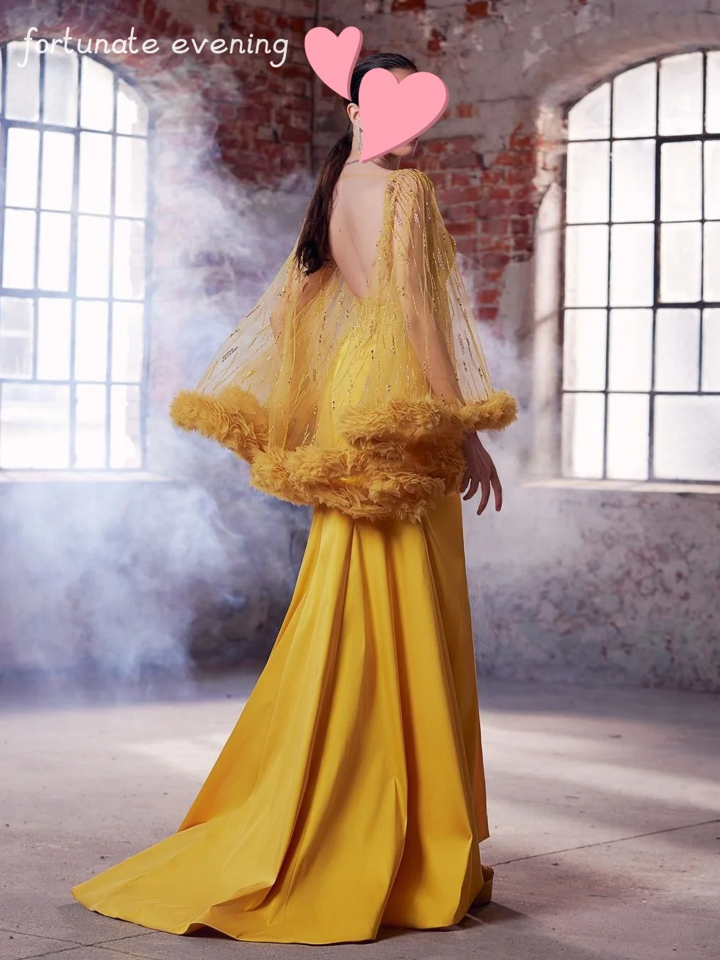 

Fortunate Evening Elegant Vintage Yellow Mermaid Beaded Ruffle Sexy Backless Formal Occasion Prom Dress Evening Party Gowns