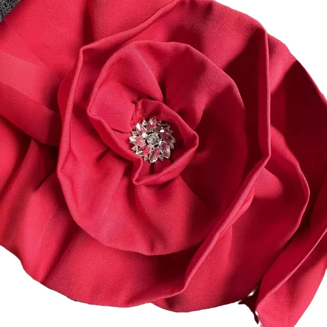 Красное модное облегающее повседневное длинное платье без бретелек рукавов с