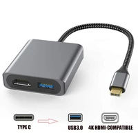 screen display docking station 4k uhd audio video converter cable adapter type c to hdmi compatible usb 3 0 hub