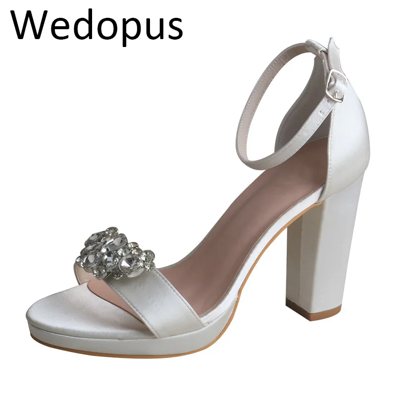 

Женские свадебные сандалии Wedopus на платформе, на высоком каблуке, с белыми бриллиантами