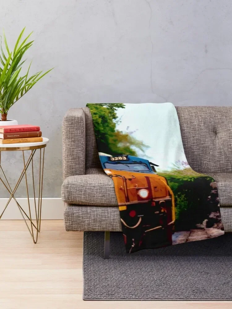 Локомотив CSX 3283 приближающийся паром бросное одеяло для детей свободные плюшевые