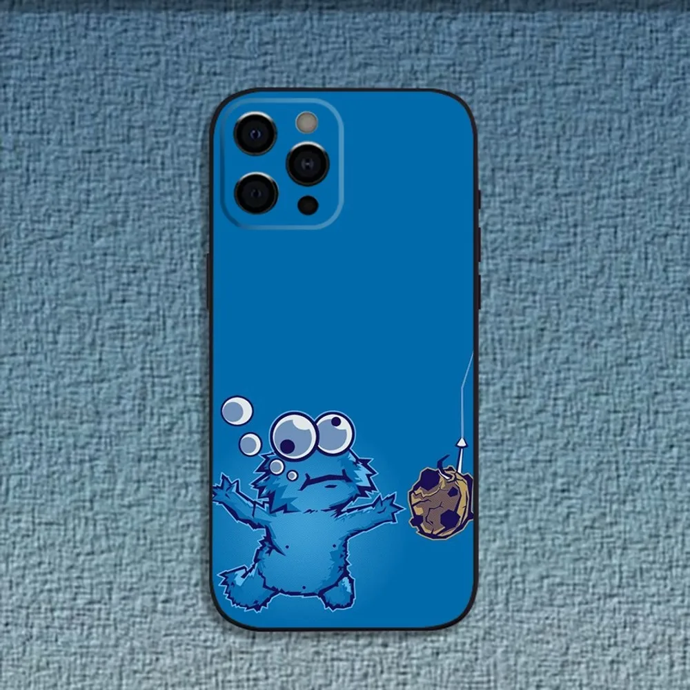 Забавный чехол для телефона C-Cookie-M-Monster iPhone 16 15 14 13 12 11 Pro X XS Max XR Plus мягкий черный
