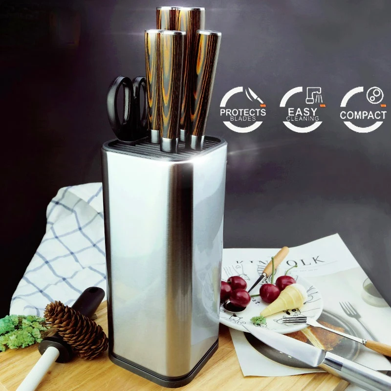 

Knife Rest Block Tools 304 Stainless Steel Multi-purpose Kitchen Knife Set Scissors Cooker Storage Stand Accessories Knives Bar