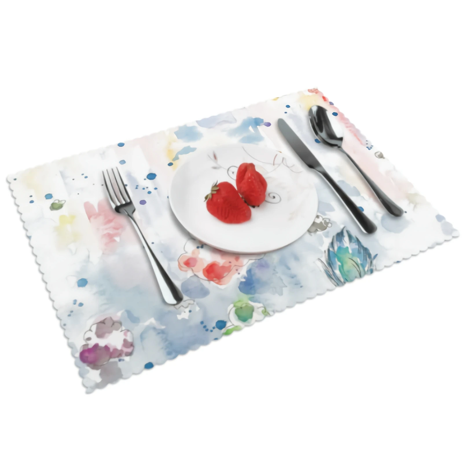

Watercolor Cloud Girl Placemats Kids Placemat Set of 4 Heat-Resisting Non Slip Table Mats Polyeste Place Mats