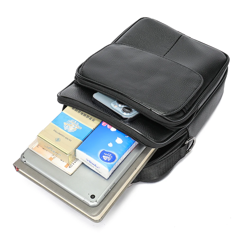 Cowhide Leather Man's Shoulder Bags Large Capacity Male Handbags Crossbody Messenger Bags Vintage Casual Business Travel