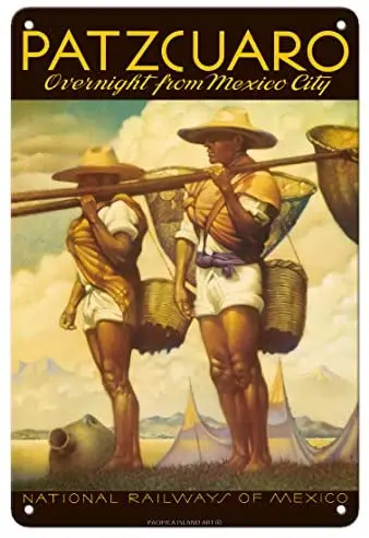 

Patzcuaro ночь из мексиканского города, жестяной фотоплакат, ферма, домашняя Таверна, украшение стены, вывеска металлическая пластина 12*8 дюймов