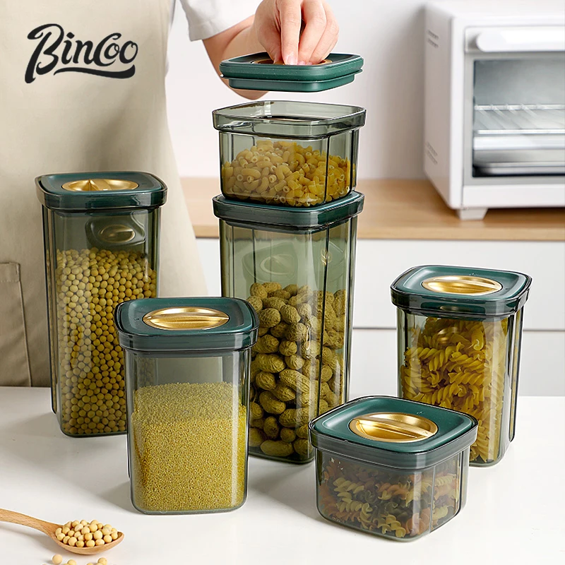 

Bincoo Coffee Bean 2000ml storage jar Food grade glass sealed container of coffee powder vacuum storage container with spoon