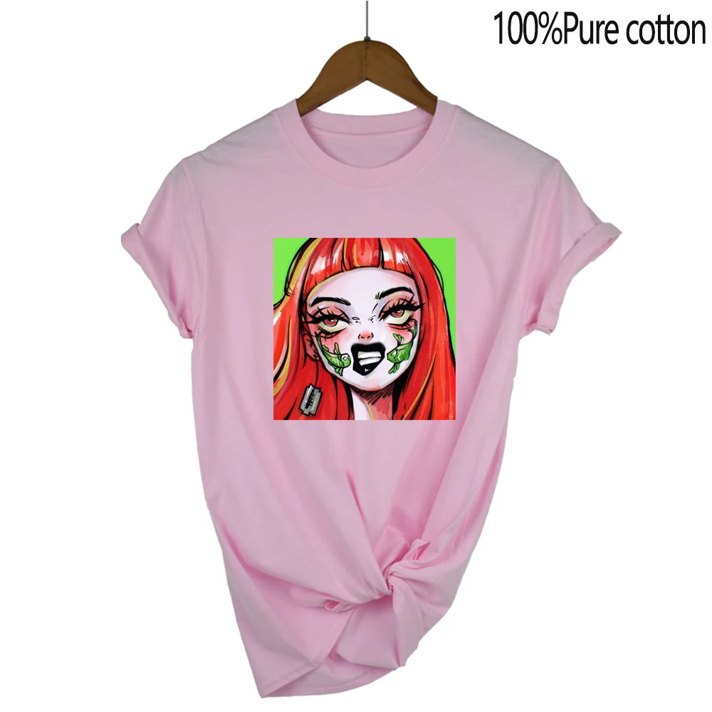 

Summer 2022 T-shirt Casual style commuter top Cotton T-shirt Gothic street wear top cool women trend