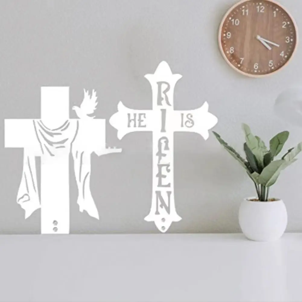 

White Easter Cross Courtyard Sign Easter Cross Ornament Courtyard Cemetery Metal Monuments Gothic Landscape Decorations