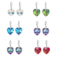 ocean heart crystal earrings for women shiny crystal love heart drop earrings girls wedding statement earings ear jewlery gifts