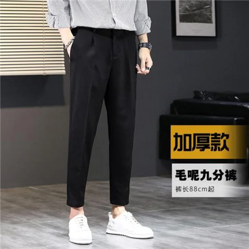 Мужские шерстяные прямые брюки |