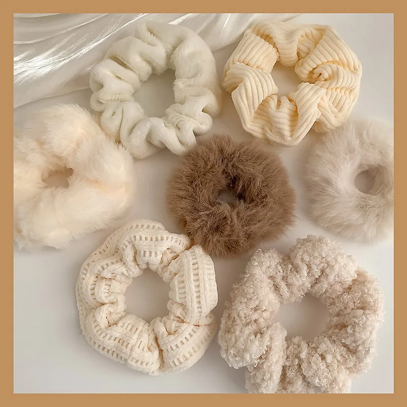 

7pc/Set Elastic Hair Bands Scrunchies Vintage Girls Solid Ponytail Holder Rubber Headband Ties Fashion Women Hair Accessories