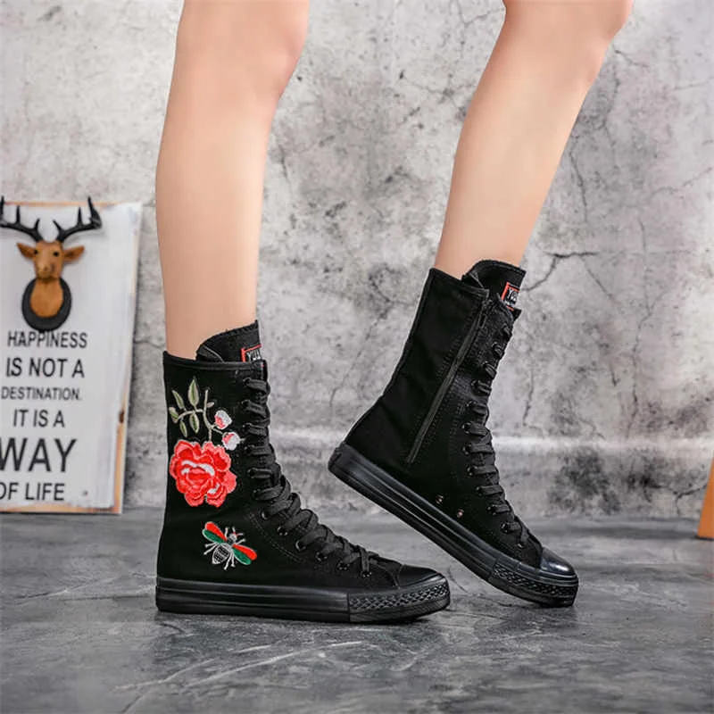 

Women's rubber shoes, autumn hip-hop trend, new canvas casual shoes, built-in zipper