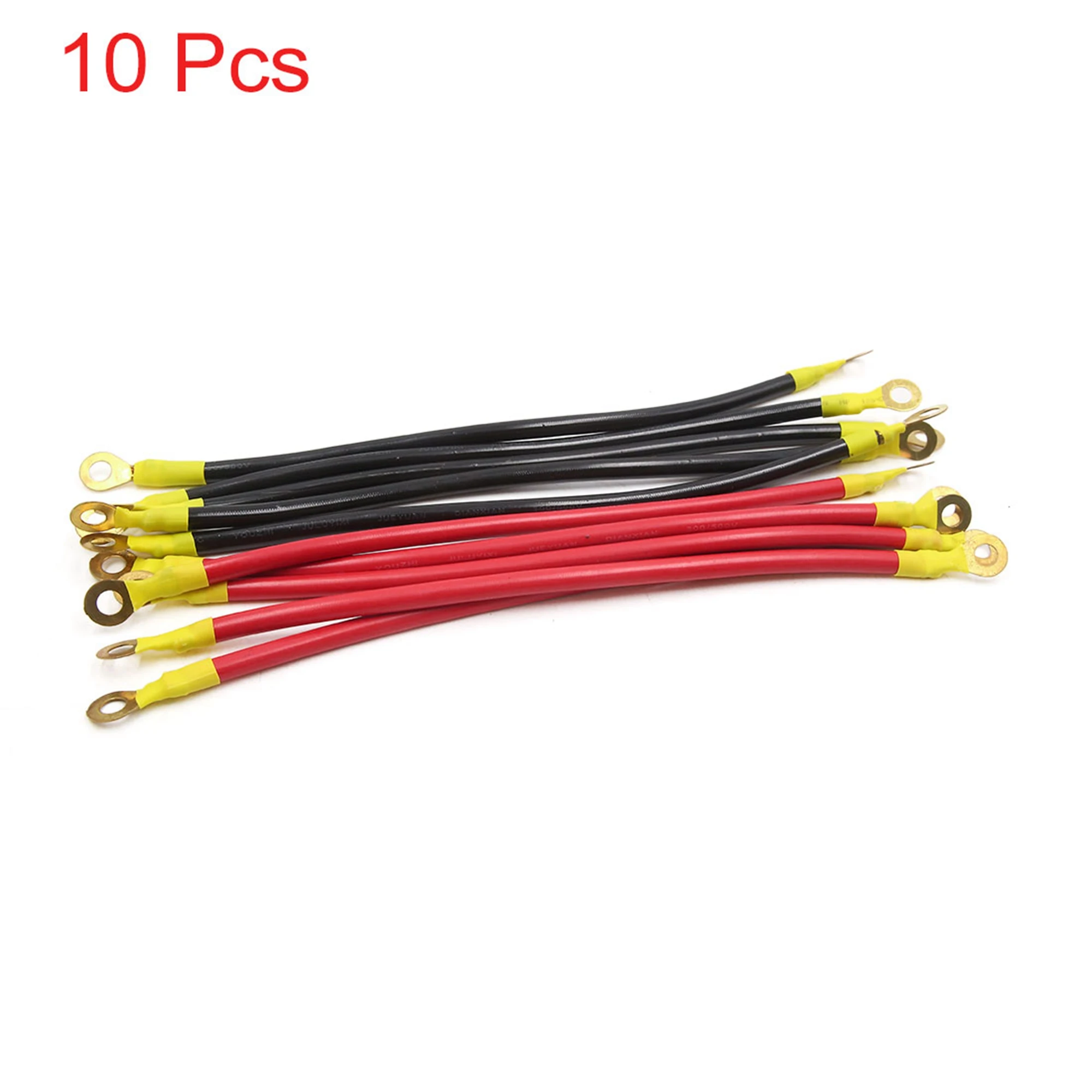 

X Autohaux Universal 10pcs Red Black 24cm Length Car Battery Wire Power Electric Transfer Cable DC 12V for Car
