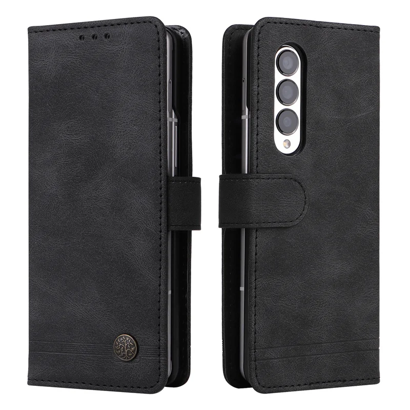 Роскошный магнитный кошелек из кожи с откидной крышкой для телефона Samsung Galaxy Z Fold 3 4, задней крышкой со стендом и отделением для карт.