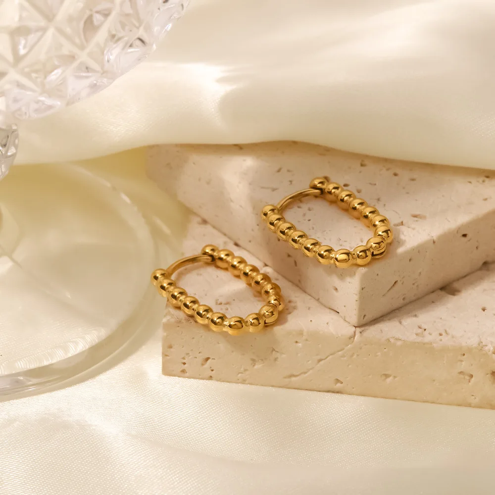 Stainless Steel PVD 18K Gold Plated Tarnish Rectangle Twist Earrings For Woman Jewelry Wholesale 2023 Trendy