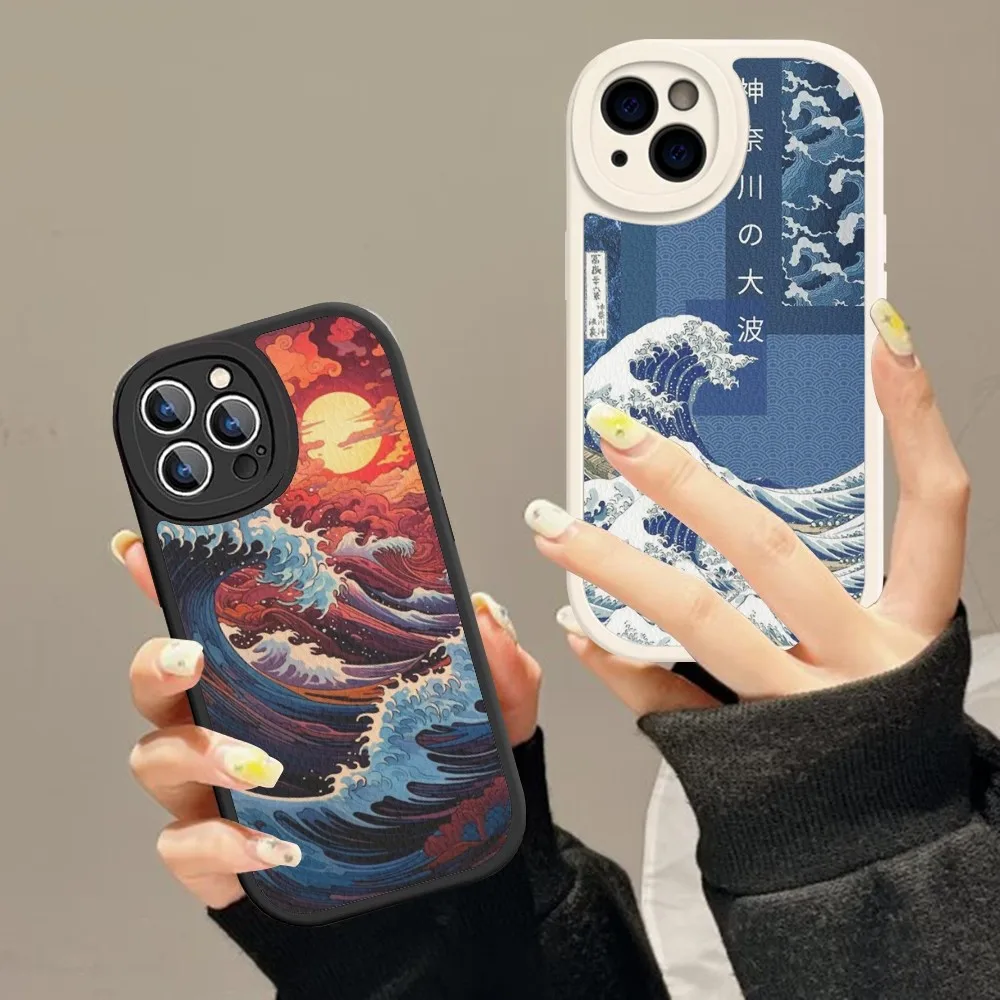 

Japan The Great Wave Phone Case Hard Leather For IPhone 14 13 12 Mini 11 14 Pro Max Xs X Xr 7 8 Plus Fundas