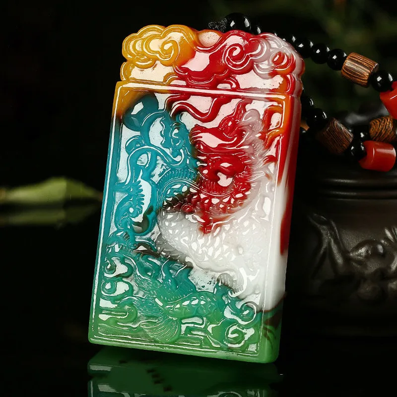 

Xinjiang Gobi Colorful Yulong Pendant Fashion Joker Sweater Chain Pendant Jewelry for Men and Women