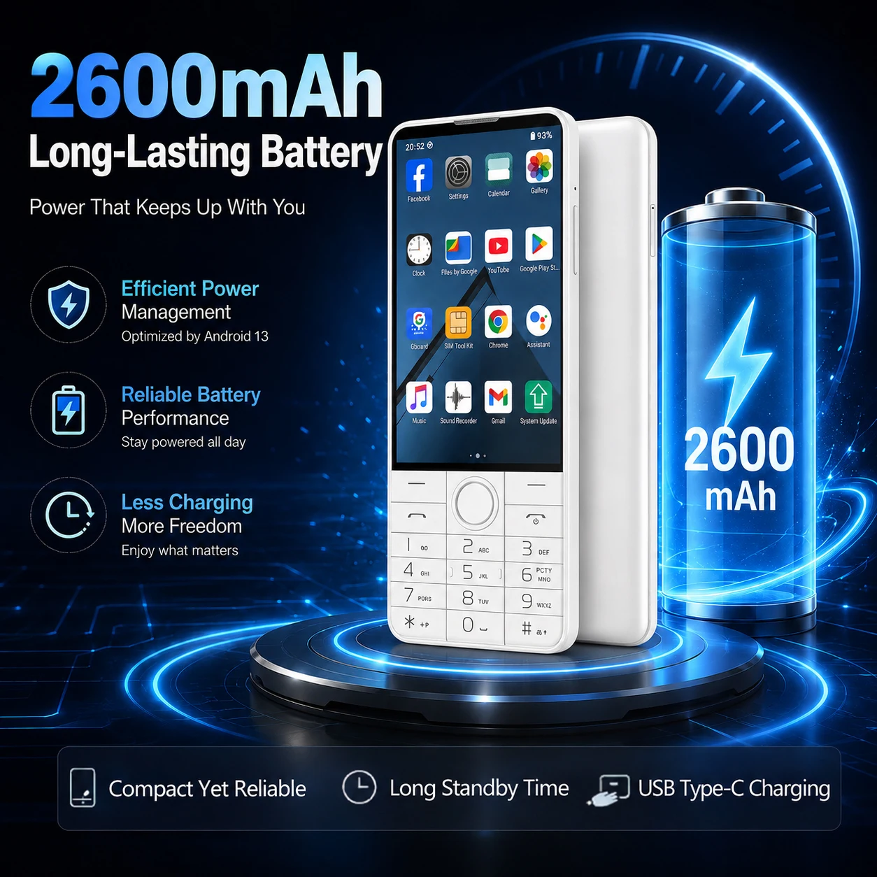 Фото DOOV R70 Mini Android 13 4G смартфон с двумя SIM-картами, без камеры, с поддержкой Google Play, сенсорным экраном и клавиатурой. №5