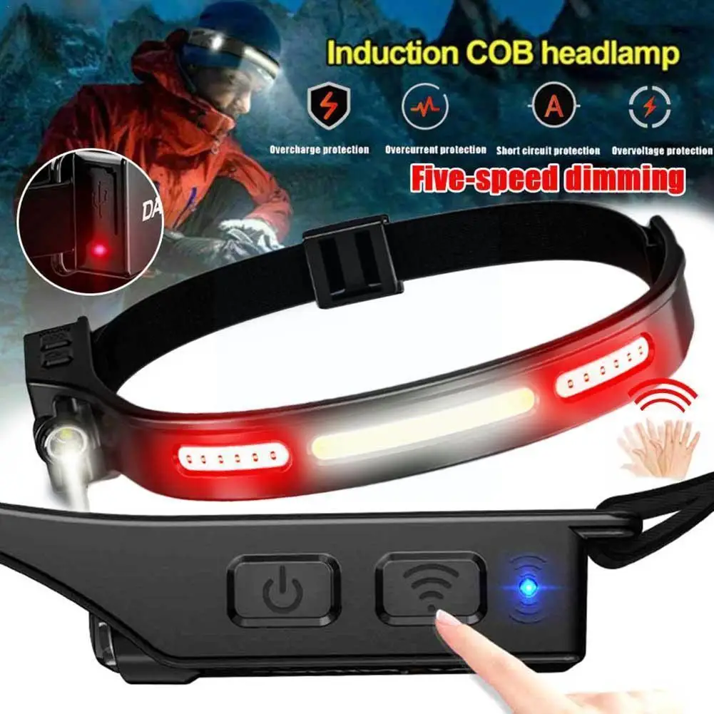 

Intelligent Induction Usb Charging Induction Headlight Strong Running Portable Night Light Gesture Headlight Outdoor Headli D0g1