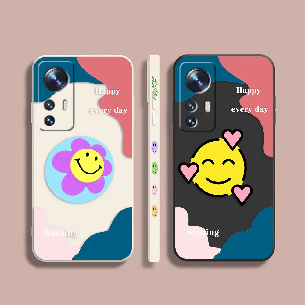 

Phone Case For Xiaomi 13 12 12T 12S 11 11T 10 10S 9 Pro Ultra Lite Colour Case Cover Funda Cqoue Shell Capa Lovely Smiling Face