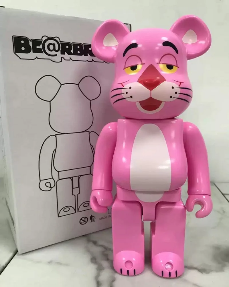 

Bearbrick 400% Розовая пантера из ПВХ материала, пластиковый Мишка Тедди из мультфильма, аниме, безвредная пантера BE @ RBRICK, 28 см, украшение для дома