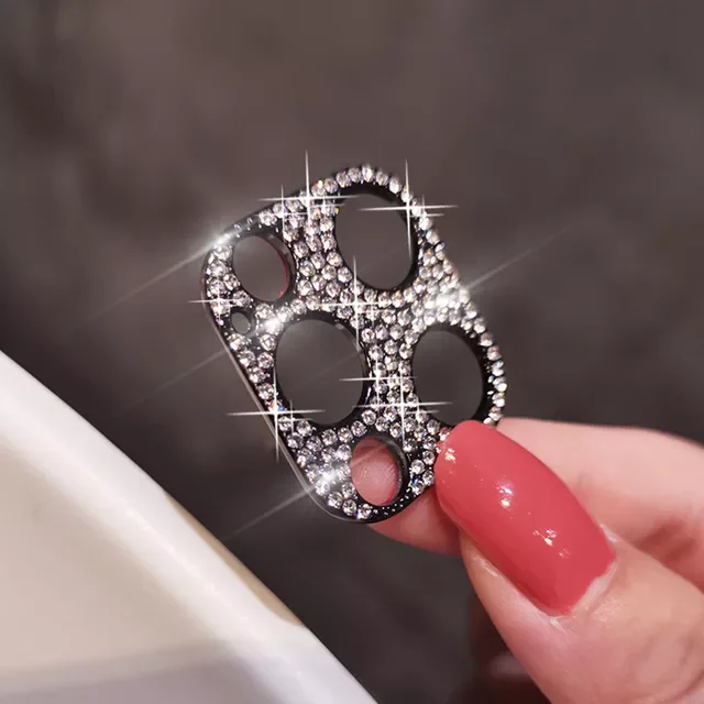 

Rhinestone Camera Lens Shell Cover On For iPhone 11 12 13 Pro Max Mini 3D Shiny Diamond Camera Protect Cap Fundas Coque