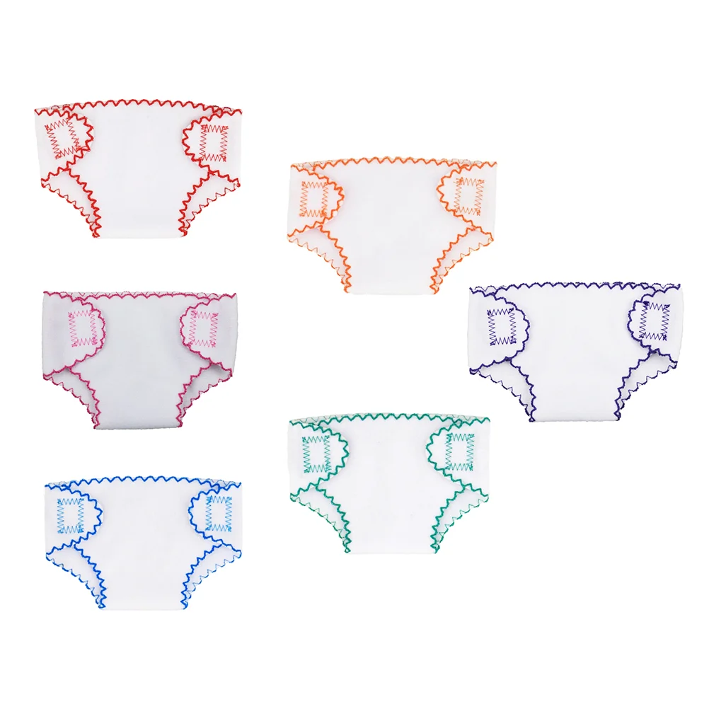 

6pcs Cloth Baby Doll Nappies DIY Cute Underwear Panties Doll Clothes For 18Inch American Doll& 43CM Born Doll Girls Toy
