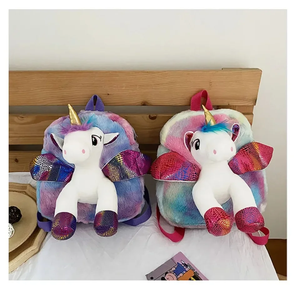 Милый Зимний Меховой Рюкзак Для Девочек С Дизайном Единорога