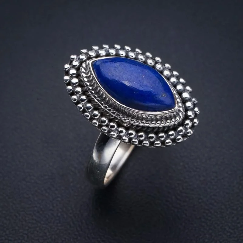 

StarGems Natural Lapis Lazuli Handmade 925 Sterling Silver Ring 8.5 F0002