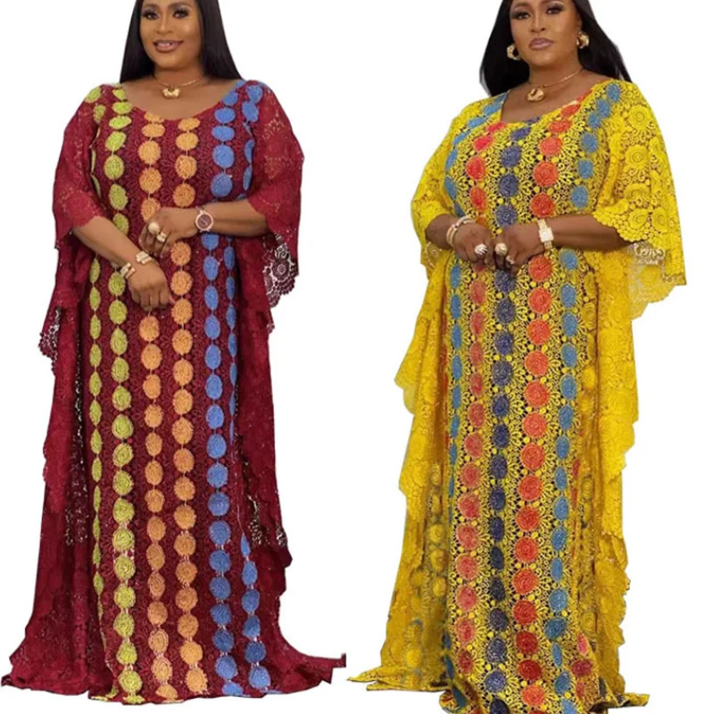 Рамадан кружевная Абая африканские платья для женщин 2022 базин богатые полосы