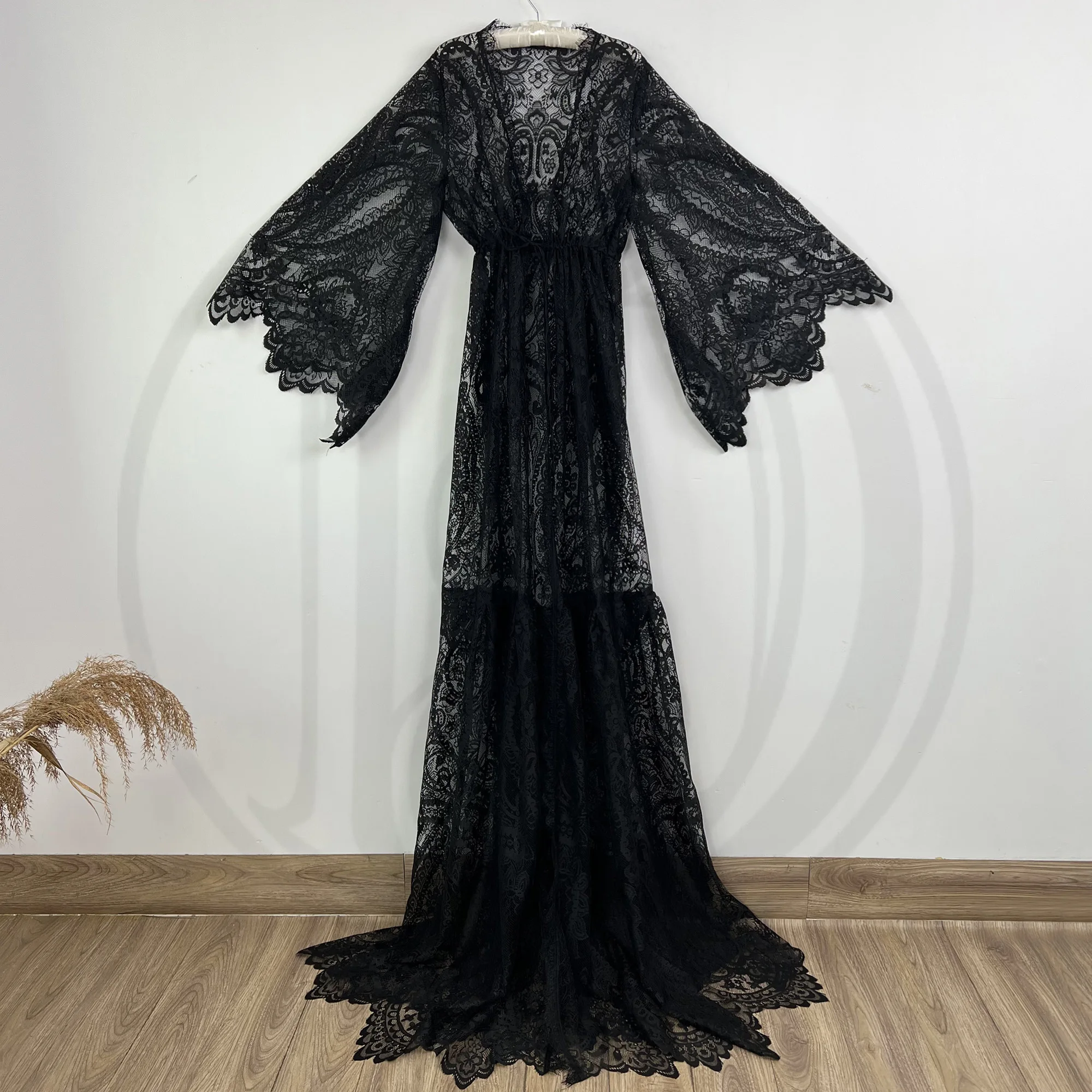 Photo Shoot Props Maternity Dress Boho Pregnant Floral Lace Gown Maxi Robe for Woman Photography Accessories Baby Shower Gift enlarge