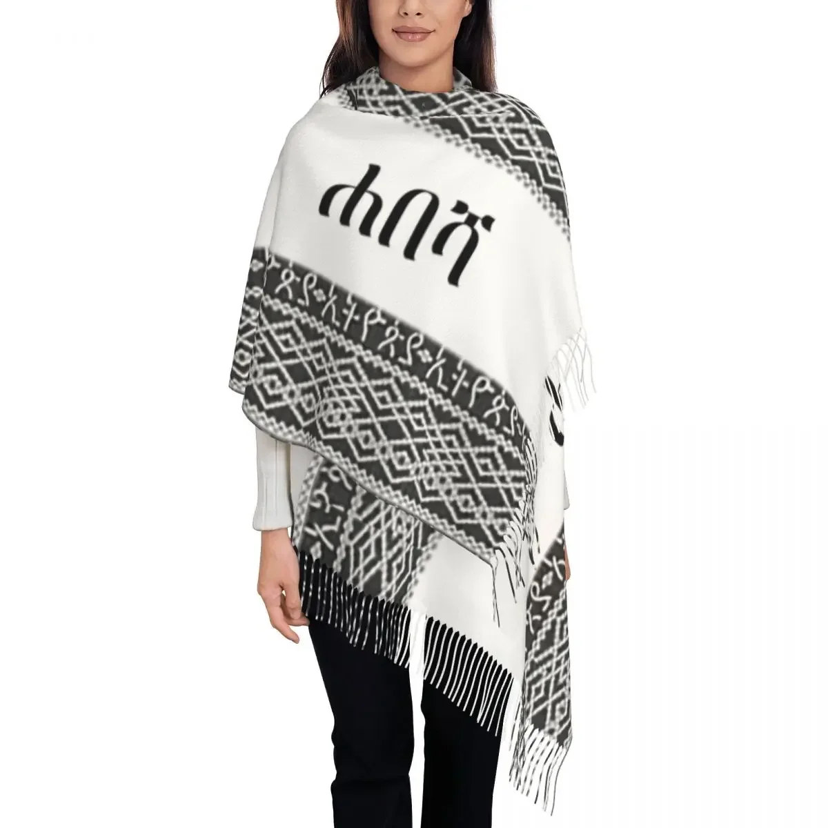 Habesha Kemis шарф с кисточкой амхарическим алфавитом эфиопские теплые мягкие шали и